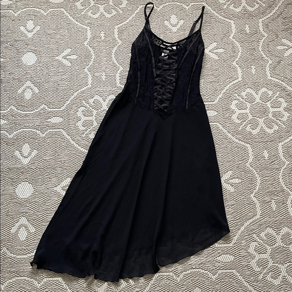 Rampage Lace Elastic Corset Asymmetrical Sheer Dress🖤